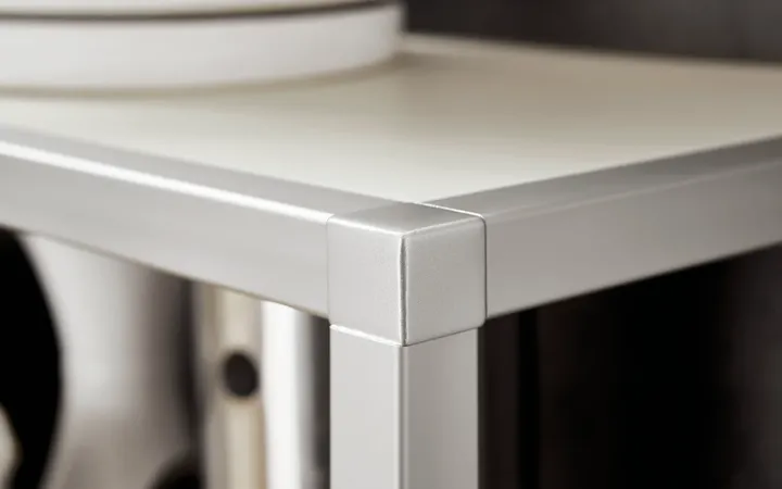 Ecke eines Edelstahlregals